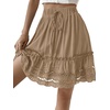 image:imageLYANER Womens Elastic Waist Self Tie Pullover Scallop Hem Pleated Casual Mini SkirtKhaki