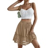 image:imageLYANER Womens Elastic Waist Self Tie Pullover Scallop Hem Pleated Casual Mini SkirtKhaki