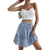 image:imageLYANER Womens Elastic Waist Self Tie Pullover Scallop Hem Pleated Casual Mini SkirtLight Blue