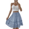 image:imageLYANER Womens Elastic Waist Self Tie Pullover Scallop Hem Pleated Casual Mini SkirtLight Blue