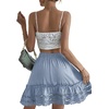 image:imageLYANER Womens Elastic Waist Self Tie Pullover Scallop Hem Pleated Casual Mini SkirtLight Blue