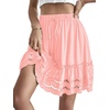 image:imageLYANER Womens Elastic Waist Self Tie Pullover Scallop Hem Pleated Casual Mini SkirtLight Pink
