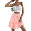 image:imageLYANER Womens Elastic Waist Self Tie Pullover Scallop Hem Pleated Casual Mini SkirtLight Pink