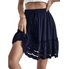image:imageLYANER Womens Elastic Waist Self Tie Pullover Scallop Hem Pleated Casual Mini SkirtNavy Blue