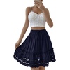 image:imageLYANER Womens Elastic Waist Self Tie Pullover Scallop Hem Pleated Casual Mini SkirtNavy Blue