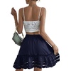 image:imageLYANER Womens Elastic Waist Self Tie Pullover Scallop Hem Pleated Casual Mini SkirtNavy Blue