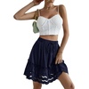 image:imageLYANER Womens Elastic Waist Self Tie Pullover Scallop Hem Pleated Casual Mini SkirtNavy Blue