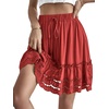 image:imageLYANER Womens Elastic Waist Self Tie Pullover Scallop Hem Pleated Casual Mini SkirtRed