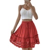 image:imageLYANER Womens Elastic Waist Self Tie Pullover Scallop Hem Pleated Casual Mini SkirtRed
