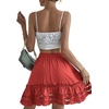 image:imageLYANER Womens Elastic Waist Self Tie Pullover Scallop Hem Pleated Casual Mini SkirtRed