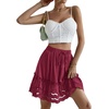 image:imageLYANER Womens Elastic Waist Self Tie Pullover Scallop Hem Pleated Casual Mini SkirtRose Red