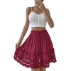 image:imageLYANER Womens Elastic Waist Self Tie Pullover Scallop Hem Pleated Casual Mini SkirtRose Red