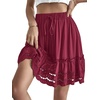 image:imageLYANER Womens Elastic Waist Self Tie Pullover Scallop Hem Pleated Casual Mini SkirtRose Red