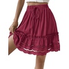 image:imageLYANER Womens Elastic Waist Self Tie Pullover Scallop Hem Pleated Casual Mini SkirtRose Red