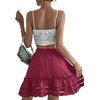 image:imageLYANER Womens Elastic Waist Self Tie Pullover Scallop Hem Pleated Casual Mini SkirtRose Red