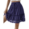 image:imageLYANER Womens Elastic Waist Self Tie Pullover Scallop Hem Pleated Casual Mini SkirtRoyal Blue