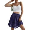 image:imageLYANER Womens Elastic Waist Self Tie Pullover Scallop Hem Pleated Casual Mini SkirtRoyal Blue