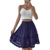 image:imageLYANER Womens Elastic Waist Self Tie Pullover Scallop Hem Pleated Casual Mini SkirtRoyal Blue