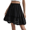 image:imageLYANER Womens Elastic Waist Self Tie Pullover Scallop Hem Pleated Casual Mini SkirtSolid Black