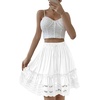 image:imageLYANER Womens Elastic Waist Self Tie Pullover Scallop Hem Pleated Casual Mini SkirtSolid White