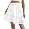 image:imageLYANER Womens Elastic Waist Self Tie Pullover Scallop Hem Pleated Casual Mini SkirtSolid White