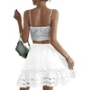 image:imageLYANER Womens Elastic Waist Self Tie Pullover Scallop Hem Pleated Casual Mini SkirtSolid White