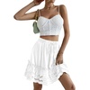 image:imageLYANER Womens Elastic Waist Self Tie Pullover Scallop Hem Pleated Casual Mini SkirtSolid White