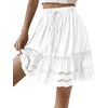 image:imageLYANER Womens Elastic Waist Self Tie Pullover Scallop Hem Pleated Casual Mini SkirtSolid White