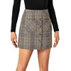 image:imageLYANER Womens Fall Winter Plaid Mini Skirt High Waist Button Zipper Bodycon Pencil Short Skirts with PocketsLight Brown