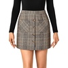 image:imageLYANER Womens Fall Winter Plaid Mini Skirt High Waist Button Zipper Bodycon Pencil Short Skirts with PocketsLight Brown