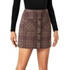 image:imageLYANER Womens Fall Winter Plaid Mini Skirt High Waist Button Zipper Bodycon Pencil Short Skirts with PocketsRed