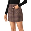 image:imageLYANER Womens Fall Winter Plaid Mini Skirt High Waist Button Zipper Bodycon Pencil Short Skirts with PocketsRed