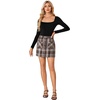 image:imageLYANER Womens Fall Winter Plaid Mini Skirt High Waist Button Zipper Bodycon Pencil Short Skirts with PocketsSolid Light Brown