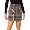 image:imageLYANER Womens Fall Winter Plaid Mini Skirt High Waist Button Zipper Bodycon Pencil Short Skirts with PocketsSolid Light Brown