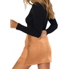 image:imageLYANER Womens Faux Suede Leopard Print High Waist Zipper Mini ALine Short SkirtPlain Camel