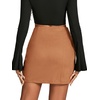 image:imageLYANER Womens Faux Suede Solid High Waist TwistFront Zipper Mini ALine Short SkirtCamel Brown