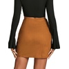 image:imageLYANER Womens Faux Suede Solid High Waist TwistFront Zipper Mini ALine Short SkirtKhaki