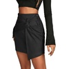 image:imageLYANER Womens Faux Suede Solid High Waist TwistFront Zipper Mini ALine Short SkirtSolid Black