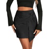 image:imageLYANER Womens Faux Suede Solid High Waist TwistFront Zipper Mini ALine Short SkirtSolid Black