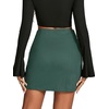 image:imageLYANER Womens Faux Suede Solid High Waist TwistFront Zipper Mini ALine Short SkirtSolid Dark Green