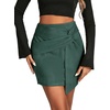 image:imageLYANER Womens Faux Suede Solid High Waist TwistFront Zipper Mini ALine Short SkirtSolid Dark Green