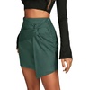 image:imageLYANER Womens Faux Suede Solid High Waist TwistFront Zipper Mini ALine Short SkirtSolid Dark Green