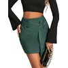 image:imageLYANER Womens Faux Suede Solid High Waist TwistFront Zipper Mini ALine Short SkirtSolid Dark Green