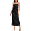 image:imageLYANER Womens Floral Lace Adjustable Spaghetti Strap Bodycon Elegant Long DressBlack