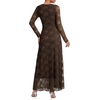 image:imageLYANER Womens Floral Lace Long Sleeve Flowy A Line Layered Wedding Guest Maxi DressBrown