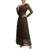 image:imageLYANER Womens Floral Lace Long Sleeve Flowy A Line Layered Wedding Guest Maxi DressBrown