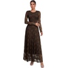image:imageLYANER Womens Floral Lace Long Sleeve Flowy A Line Layered Wedding Guest Maxi DressBrown