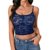 image:imageLYANER Womens Floral Lace See Through Scoop Neck Sleeveless Sexy Cami Crop TopDark Blue
