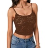 image:imageLYANER Womens Floral Lace See Through Scoop Neck Sleeveless Sexy Cami Crop TopDeep Brown