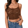 image:imageLYANER Womens Floral Lace See Through Scoop Neck Sleeveless Sexy Cami Crop TopDeep Brown